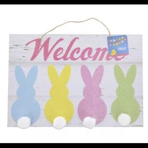 Farmhouse Bunny Welcome Sign - Hanging Sign - New